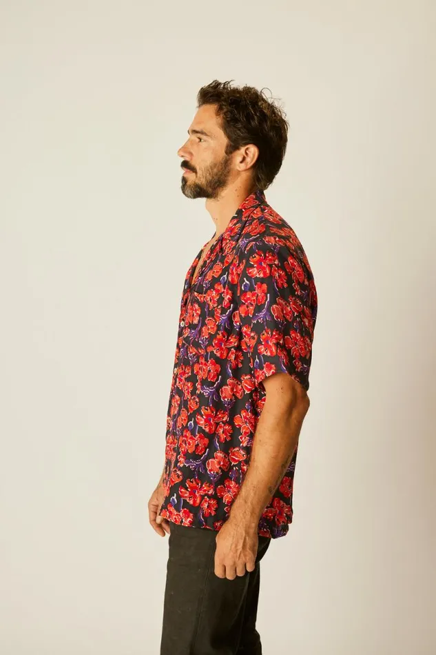 Men Natalie Martin Kevin Shirt Silk Watercolor Onyx