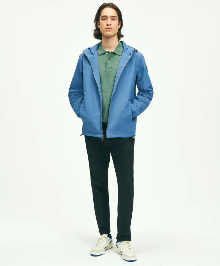 Men Nylon Windbreaker Blue Brooks Brothers Coats and Jackets