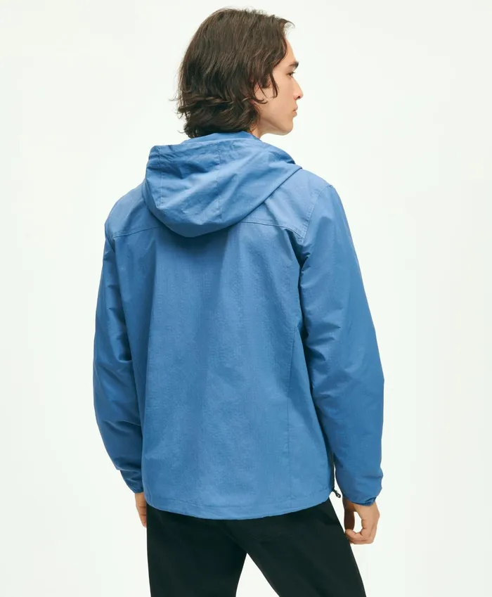 Men Nylon Windbreaker Blue Brooks Brothers Coats and Jackets