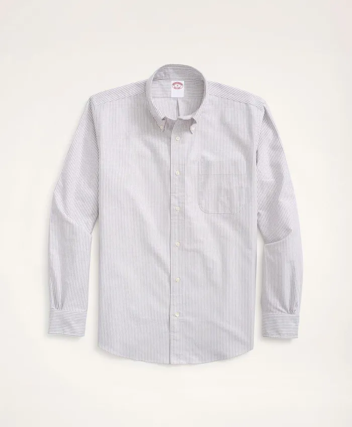 Men Original Polo ButtonDown Striped Oxford Shirt Brown Brooks Brothers Sport Shirts
