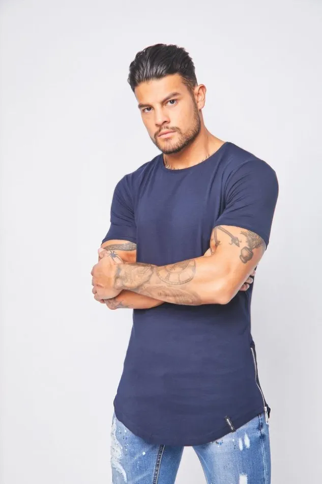Men Oversize Brentiny TShirt With Zip Blue Brentiny Paris TShirts