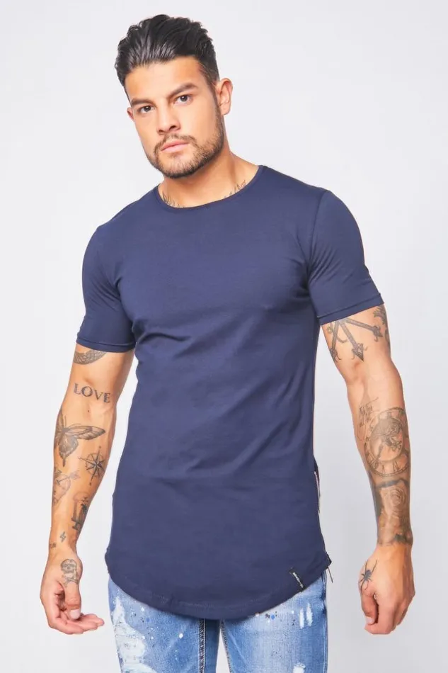 Men Oversize Brentiny TShirt With Zip Blue Brentiny Paris TShirts Men Oversize Brentiny TShirt With Zip Blue Brentiny Paris TShirts