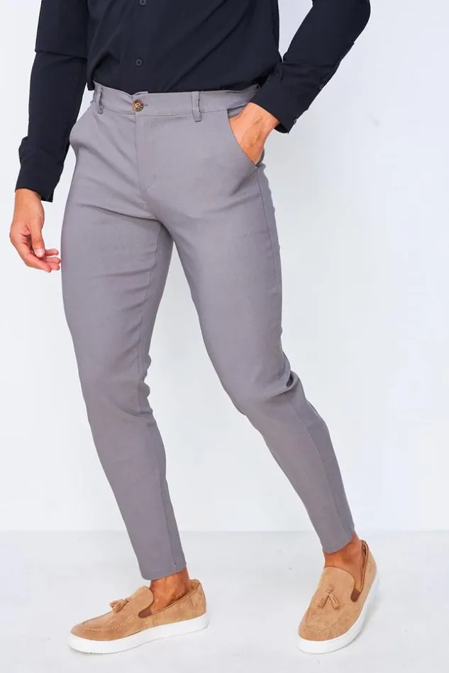 Men Pantalon Chino Gris Grey Brentiny Paris Pants