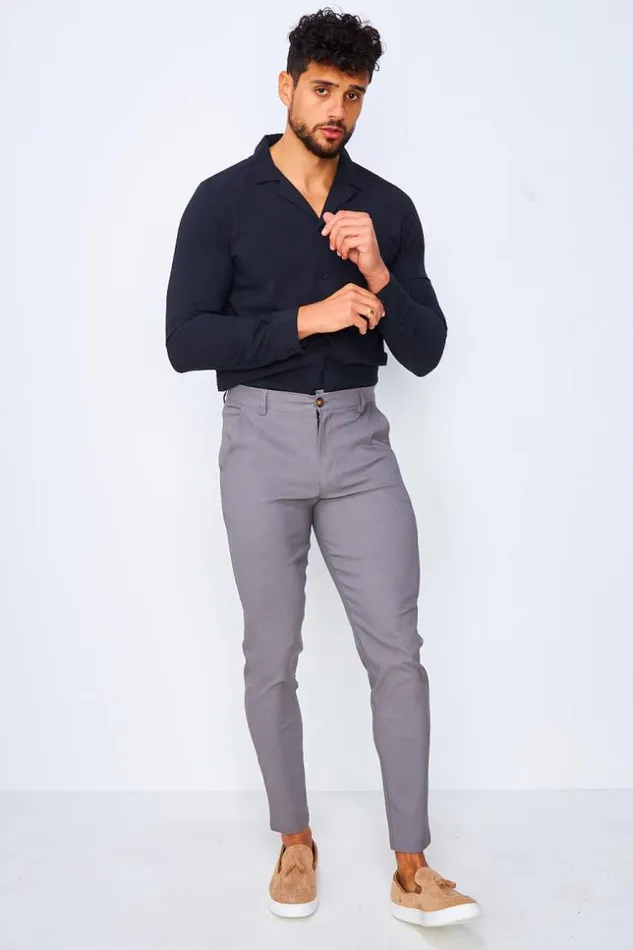 Men Pantalon Chino Gris Grey Brentiny Paris Pants
