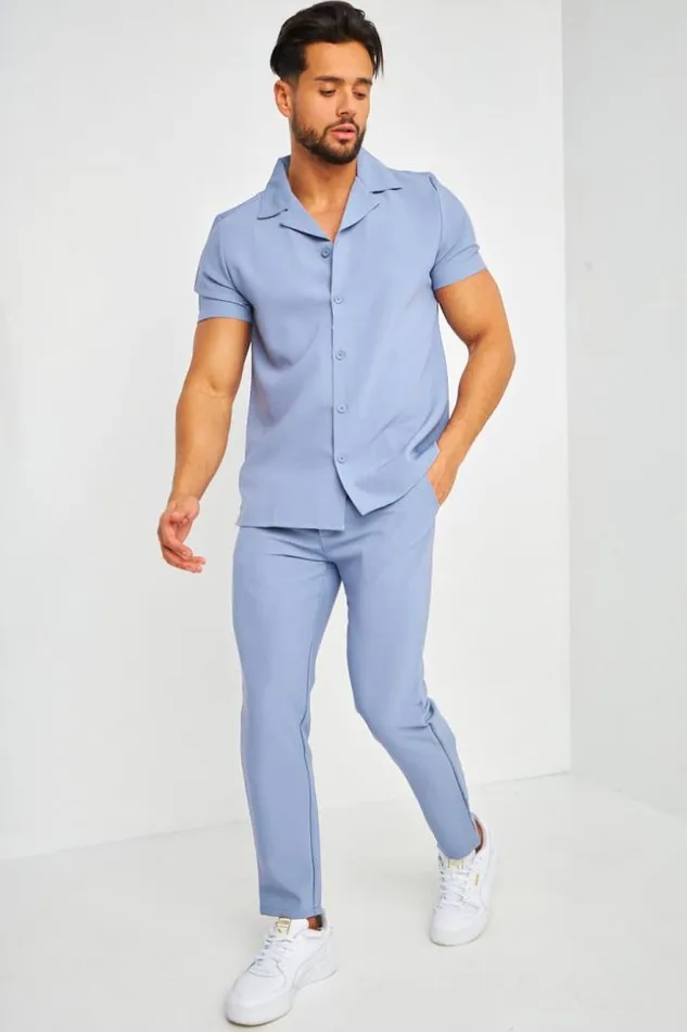 Men Pantalon De Costume Homme Bleu Pastel Blue Brentiny Paris Pants