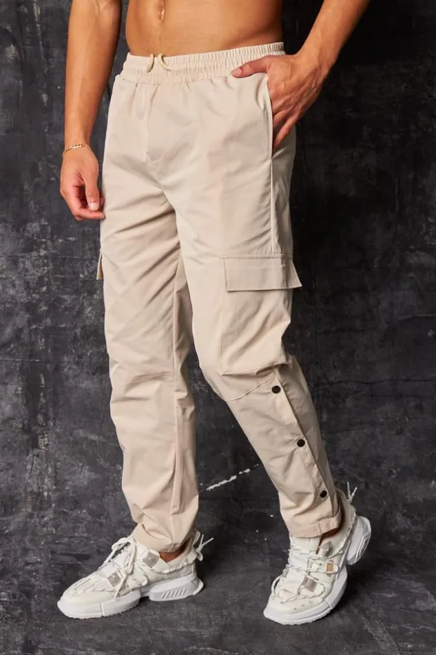 Men Pantalon De Jogging Cargo Boutons Pressions Beige Beige Brentiny Paris Jogging Bottoms