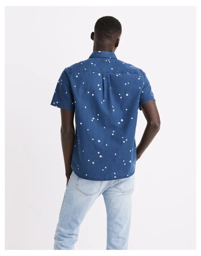 Men Perfect Short Sleeve Shirt In Indigo Mushroom Floral Indigo Madewell Shirts Men Perfect Short Sleeve Shirt In Indigo Mushroom Floral Indigo Madewell Shirts