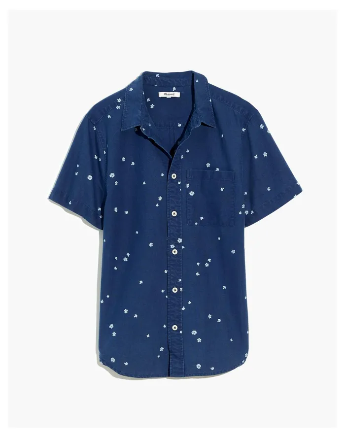Men Perfect Short Sleeve Shirt In Indigo Mushroom Floral Indigo Madewell Shirts Men Perfect Short Sleeve Shirt In Indigo Mushroom Floral Indigo Madewell Shirts