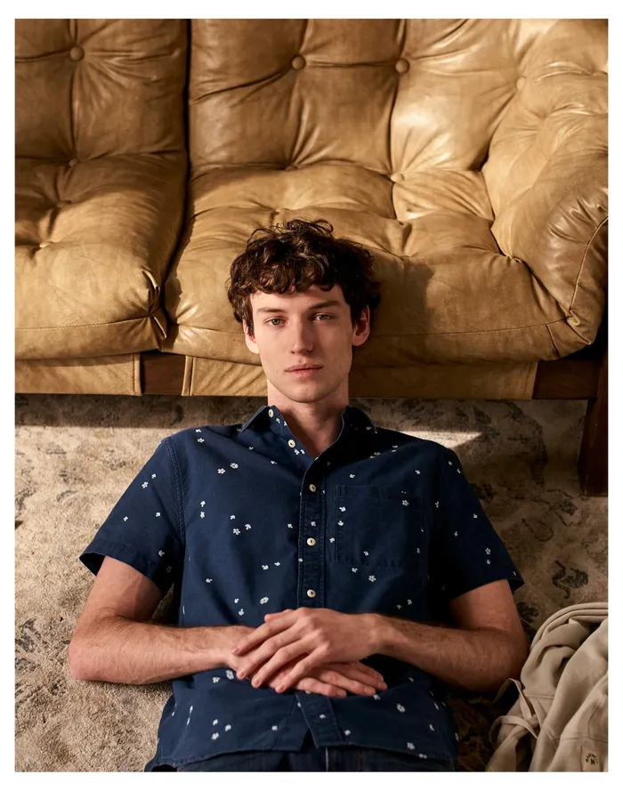Men Perfect Short Sleeve Shirt In Indigo Mushroom Floral Indigo Madewell Shirts Men Perfect Short Sleeve Shirt In Indigo Mushroom Floral Indigo Madewell Shirts
