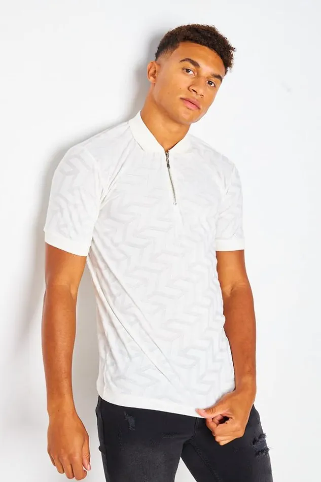 Men Polo TShirt With Graphic Print In White White Brentiny Paris Polo Shirts