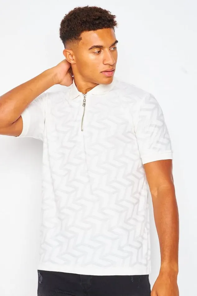 Men Polo TShirt With Graphic Print In White White Brentiny Paris Polo Shirts
