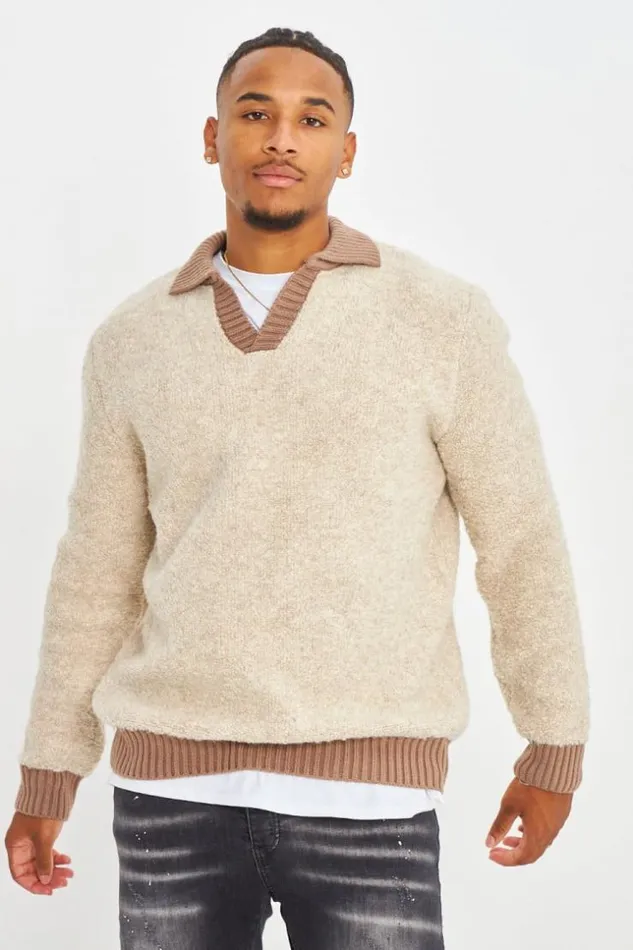 Men Pull Beige Bicolor Col Rabats Beige Brentiny Paris Sweatshirts and Pullovers Men Pull Beige Bicolor Col Rabats Beige Brentiny Paris Sweatshirts and Pullovers