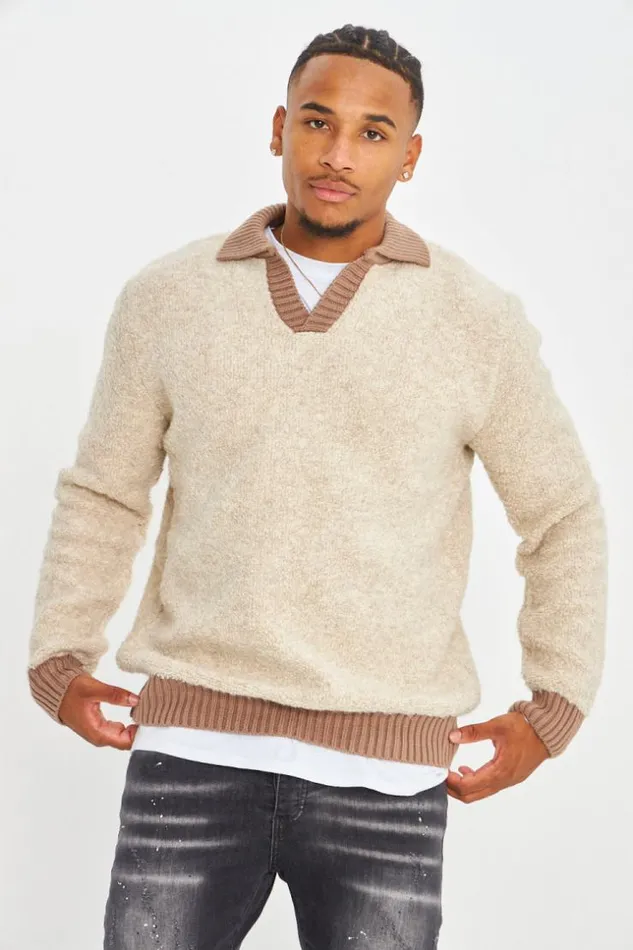 Men Pull Beige Bicolor Col Rabats Beige Brentiny Paris Sweatshirts and Pullovers Men Pull Beige Bicolor Col Rabats Beige Brentiny Paris Sweatshirts and Pullovers