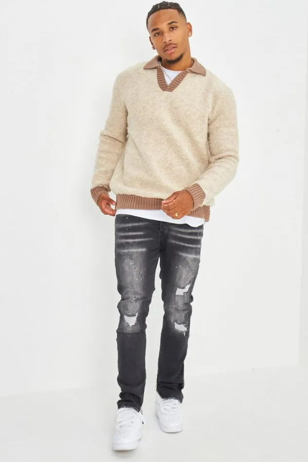 Men Pull Beige Bicolor Col Rabats Beige Brentiny Paris Sweatshirts and Pullovers Men Pull Beige Bicolor Col Rabats Beige Brentiny Paris Sweatshirts and Pullovers