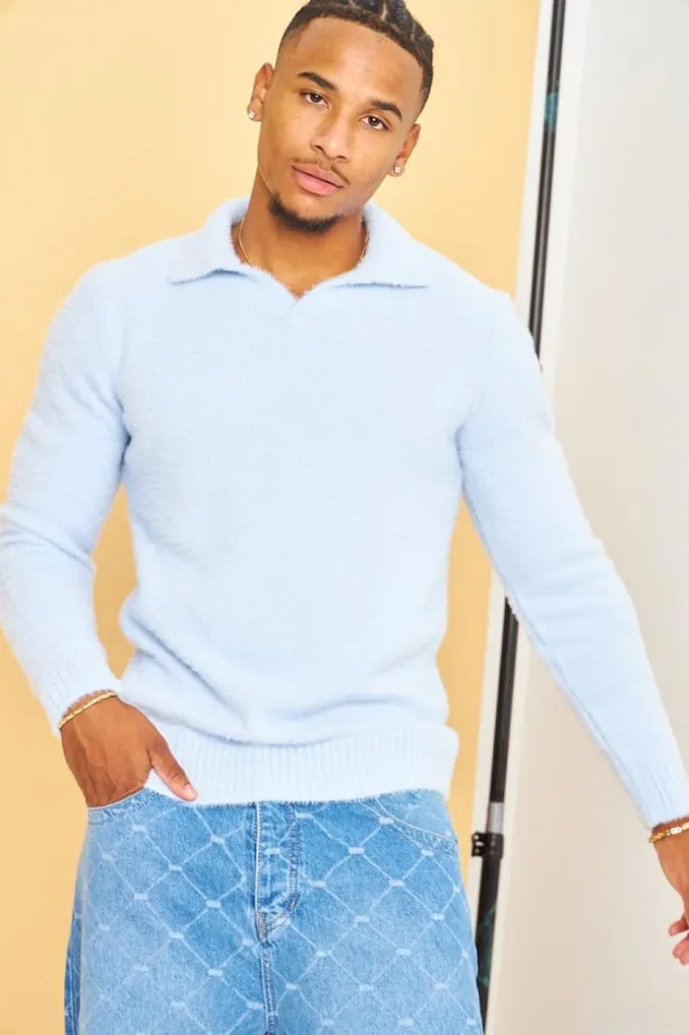 Men Pull Bleu En Laine A Col Rabats Blue Brentiny Paris Sweatshirts and Pullovers Men Pull Bleu En Laine A Col Rabats Blue Brentiny Paris Sweatshirts and Pullovers