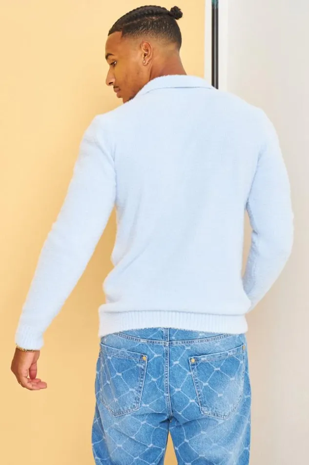 Men Pull Bleu En Laine A Col Rabats Blue Brentiny Paris Sweatshirts and Pullovers Men Pull Bleu En Laine A Col Rabats Blue Brentiny Paris Sweatshirts and Pullovers