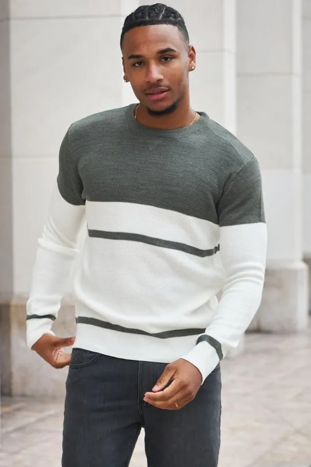 Men Pull En Laine Rayures Kaki Et Blanc Khaki Brentiny Paris Sweatshirts and Pullovers Men Pull En Laine Rayures Kaki Et Blanc Khaki Brentiny Paris Sweatshirts and Pullovers