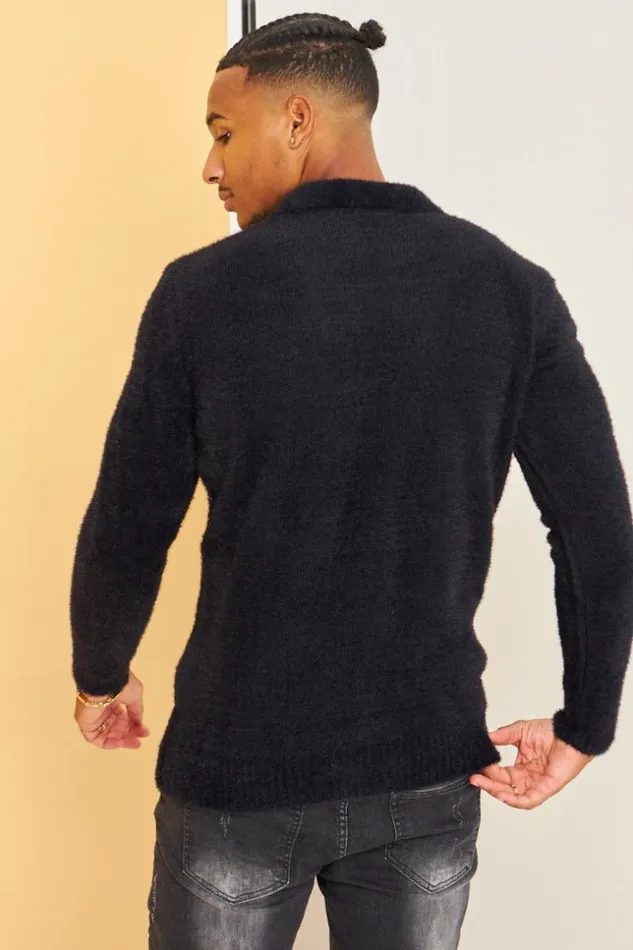 Men Pull Noir En Laine A Col Rabats Black Brentiny Paris Sweatshirts and Pullovers Men Pull Noir En Laine A Col Rabats Black Brentiny Paris Sweatshirts and Pullovers