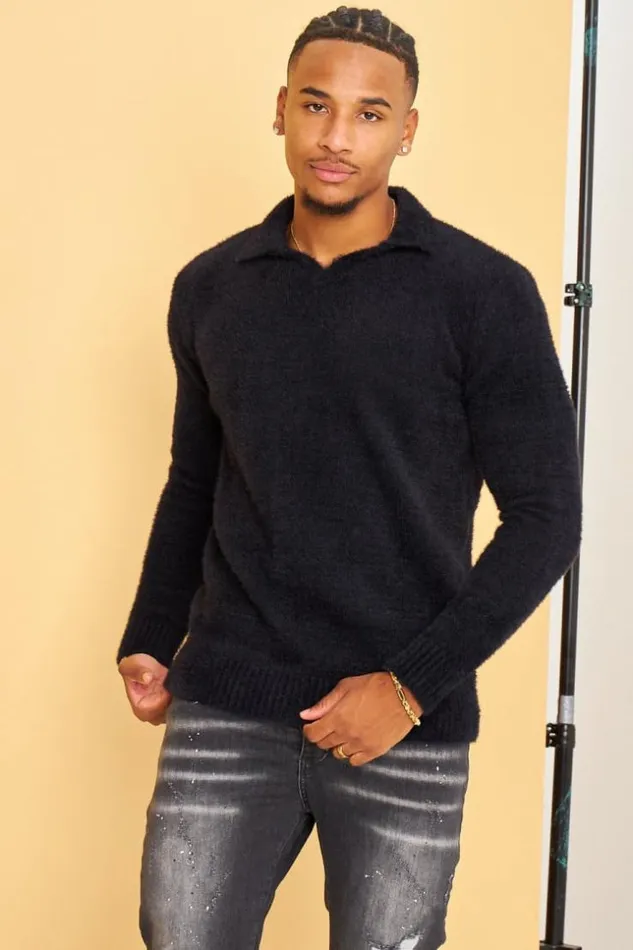 Men Pull Noir En Laine A Col Rabats Black Brentiny Paris Sweatshirts and Pullovers Men Pull Noir En Laine A Col Rabats Black Brentiny Paris Sweatshirts and Pullovers