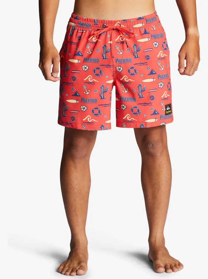 Men Quiksilver Boardshorts Quiksilver X Pacifico 17034 Volleys Red Pacifico Quiksilver Volley