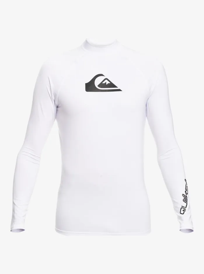 Men Quiksilver Rashguards All Time Long Sleeve UPF 50 Rashguard White