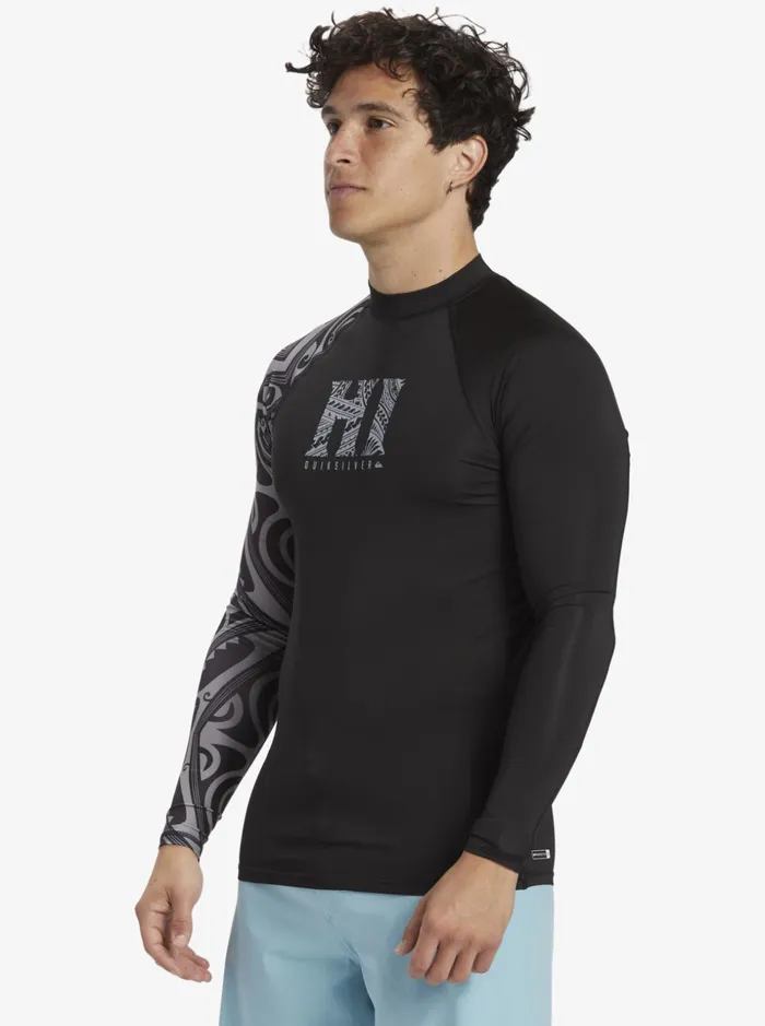 Men Quiksilver Rashguards Hawaii Big Island UPF 50 Long Sleeve Surf Tee Black Men Quiksilver Rashguards Hawaii Big Island UPF 50 Long Sleeve Surf Tee Black