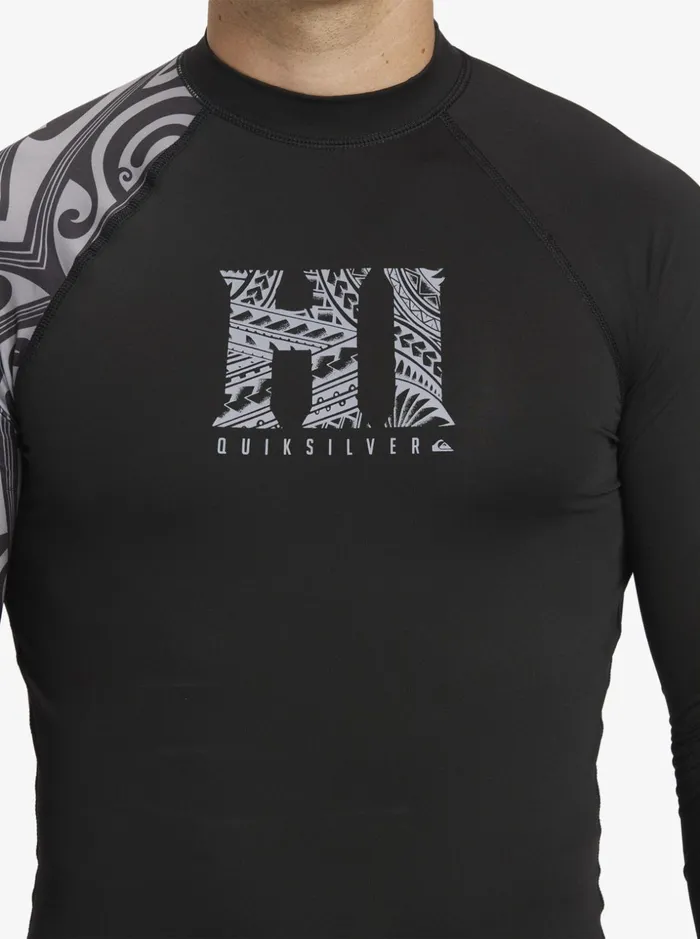 Men Quiksilver Rashguards Hawaii Big Island UPF 50 Long Sleeve Surf Tee Black Men Quiksilver Rashguards Hawaii Big Island UPF 50 Long Sleeve Surf Tee Black