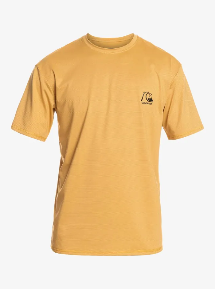 Men Quiksilver Rashguards Heritage Heather Short Sleeve UPF 50 Surf TShirt Wheat Heather