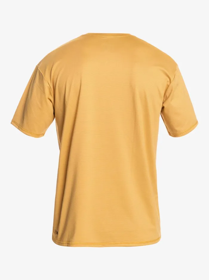 Men Quiksilver Rashguards Heritage Heather Short Sleeve UPF 50 Surf TShirt Wheat Heather Men Quiksilver Rashguards Heritage Heather Short Sleeve UPF 50 Surf TShirt Wheat Heather