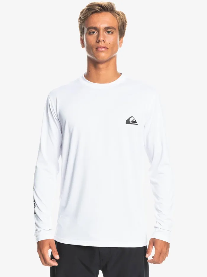 Men Quiksilver Rashguards Omni Session Long Sleeve Upf 50 Surf TShirt White