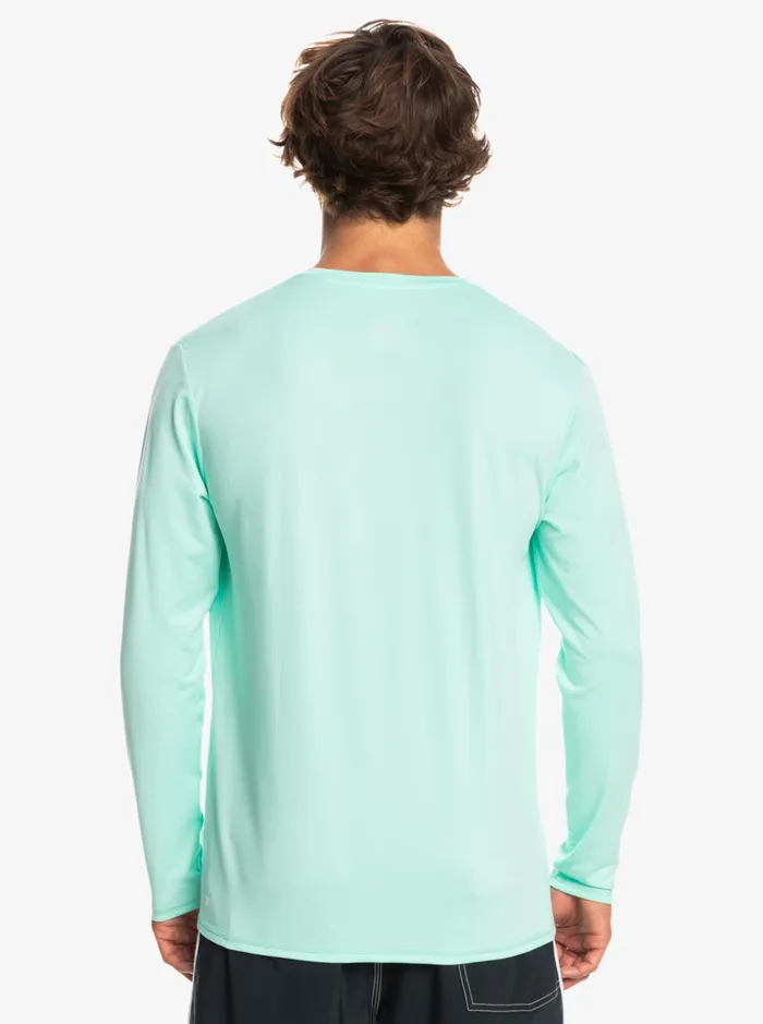 Men Quiksilver Rashguards Solid Streak Long Sleeve UPF 50 Surf Tee Beach Glass Men Quiksilver Rashguards Solid Streak Long Sleeve UPF 50 Surf Tee Beach Glass