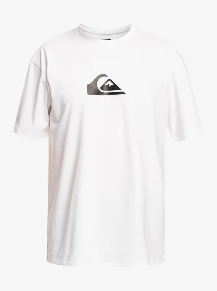 Men Quiksilver Rashguards Solid Streak Short Sleeve UPF 50 Surf Tee White