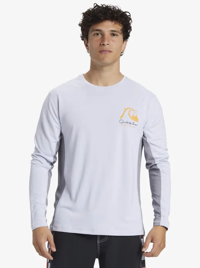 Men Quiksilver Rashguards Waterman Bamboo Check 2 UPF 50 Long Sleeve Surf Tee White Men Quiksilver Rashguards Waterman Bamboo Check 2 UPF 50 Long Sleeve Surf Tee White