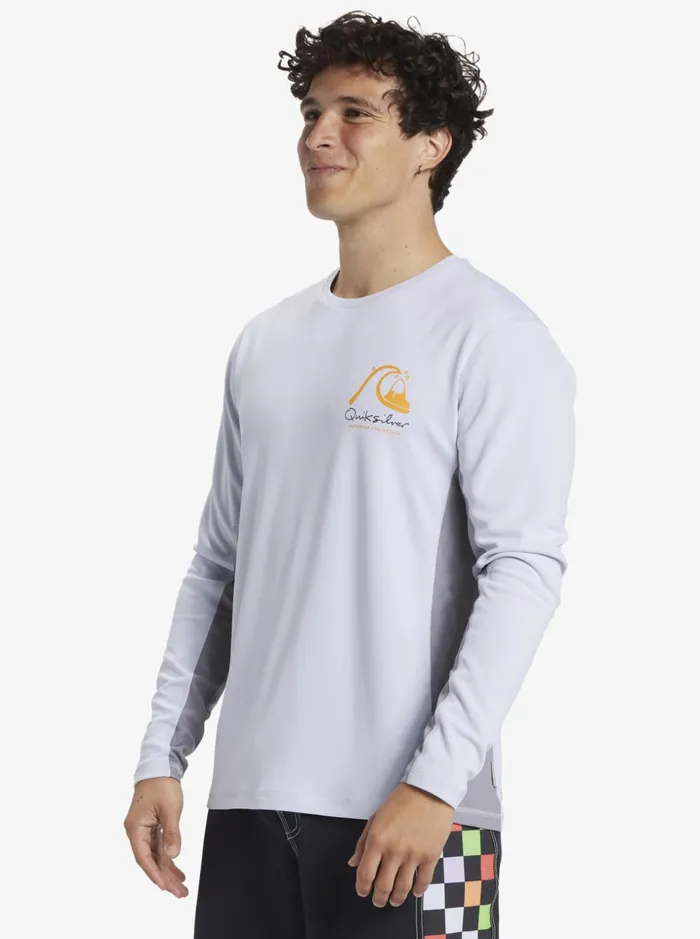 Men Quiksilver Rashguards Waterman Bamboo Check 2 UPF 50 Long Sleeve Surf Tee White Men Quiksilver Rashguards Waterman Bamboo Check 2 UPF 50 Long Sleeve Surf Tee White