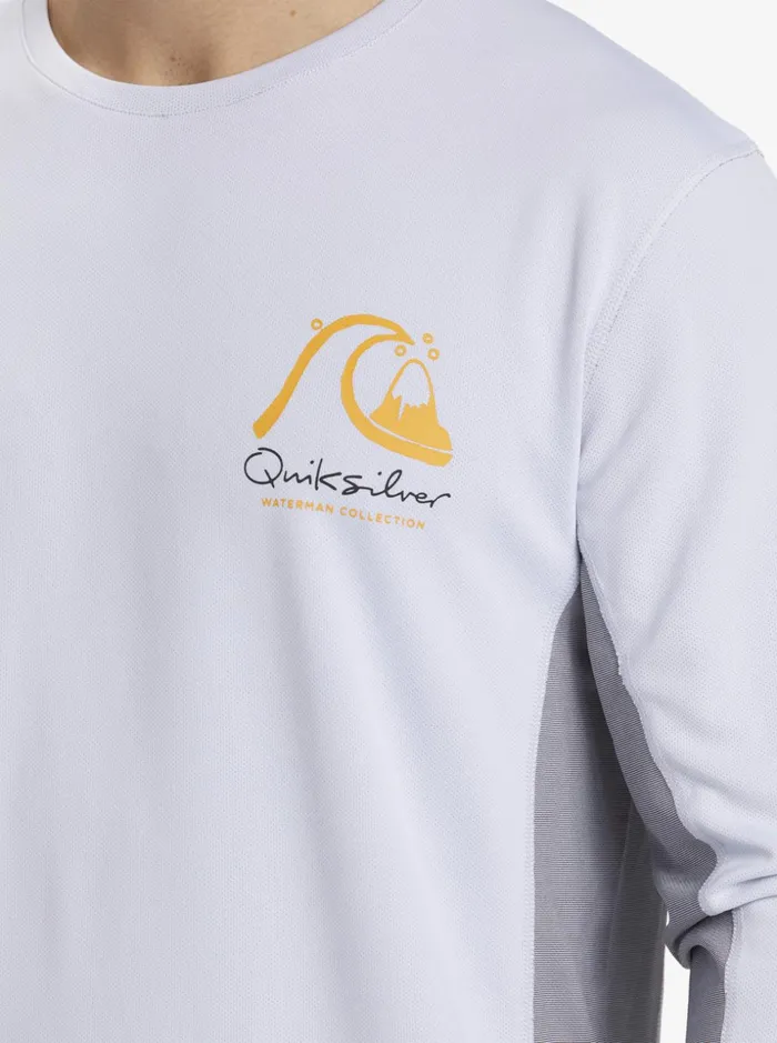 Men Quiksilver Rashguards Waterman Bamboo Check 2 UPF 50 Long Sleeve Surf Tee White Men Quiksilver Rashguards Waterman Bamboo Check 2 UPF 50 Long Sleeve Surf Tee White