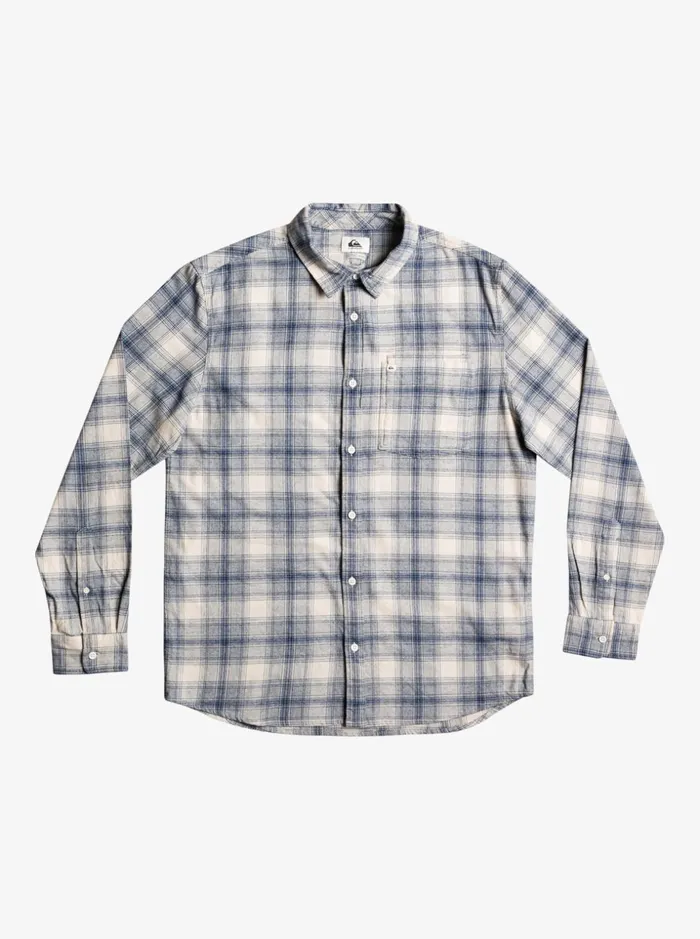 Men Quiksilver Shirts and Polos Ganaway Stretch Long Sleeve Flannel Shirt Birch Ganaway