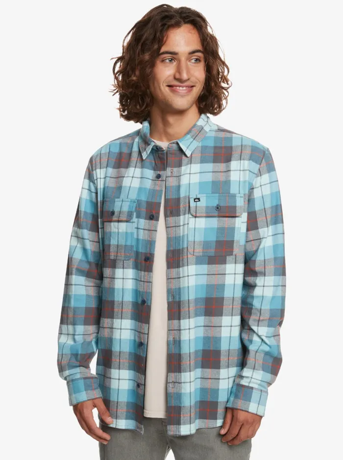 Men Quiksilver Shirts and Polos Kinsale Stretch Long Sleeve Shirt Iced Aqua Kinsale