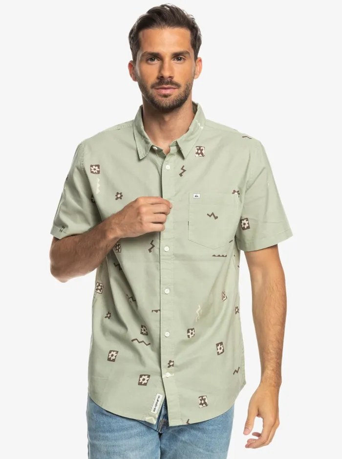 Men Quiksilver Shirts and Polos Mini Mark Short Sleeve Shirt Desert Sage Mini Mark Men Quiksilver Shirts and Polos Mini Mark Short Sleeve Shirt Desert Sage Mini Mark