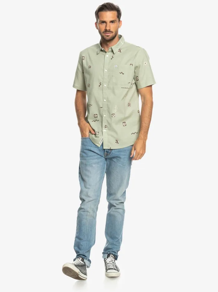 Men Quiksilver Shirts and Polos Mini Mark Short Sleeve Shirt Desert Sage Mini Mark Men Quiksilver Shirts and Polos Mini Mark Short Sleeve Shirt Desert Sage Mini Mark
