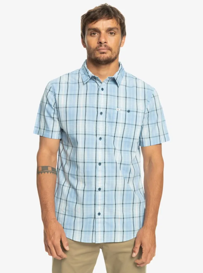 Men Quiksilver Shirts and Polos New Swinton Short Sleeve Shirt Sky Blue Swinton Men Quiksilver Shirts and Polos New Swinton Short Sleeve Shirt Sky Blue Swinton