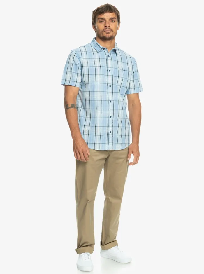 Men Quiksilver Shirts and Polos New Swinton Short Sleeve Shirt Sky Blue Swinton Men Quiksilver Shirts and Polos New Swinton Short Sleeve Shirt Sky Blue Swinton