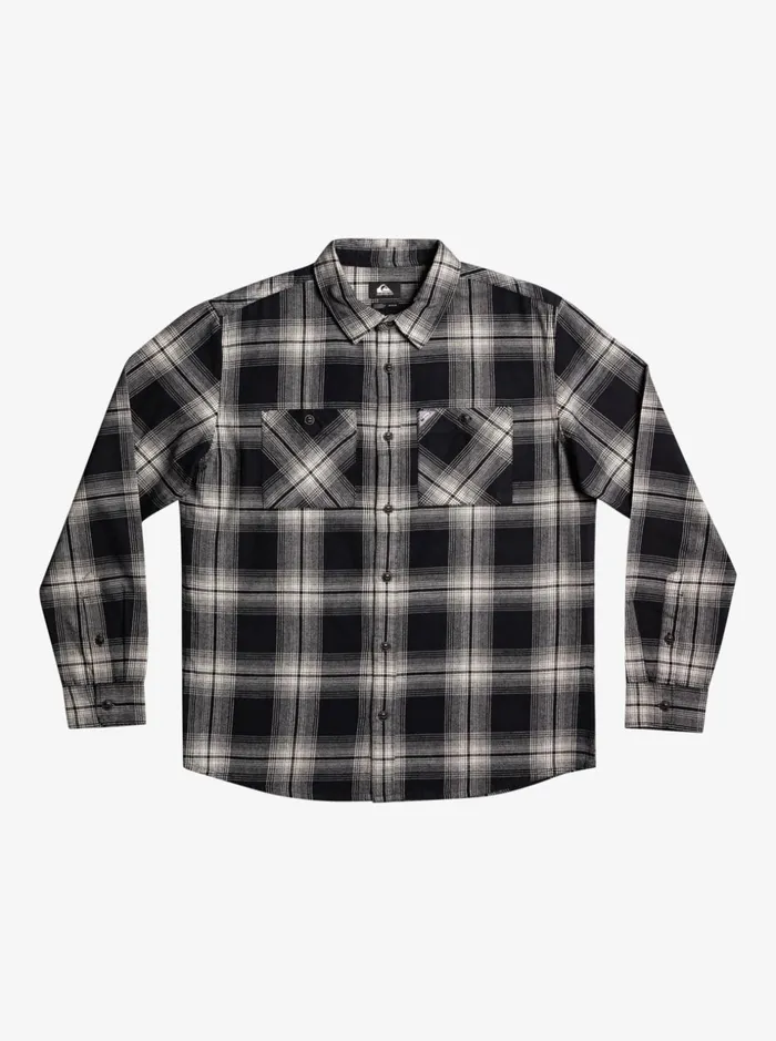 Men Quiksilver Shirts and Polos Saturn Plaid Long Sleeve Shirt Black Saturn