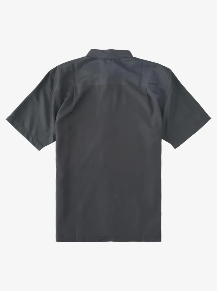 Men Quiksilver Shirts and Polos Waterman Kings Cliff Short Sleeve Shirt Black Kings Cliff