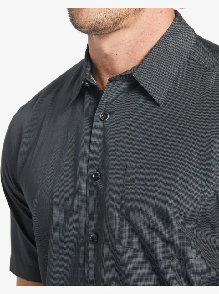 Men Quiksilver Shirts and Polos Waterman Kings Cliff Short Sleeve Shirt Black Kings Cliff