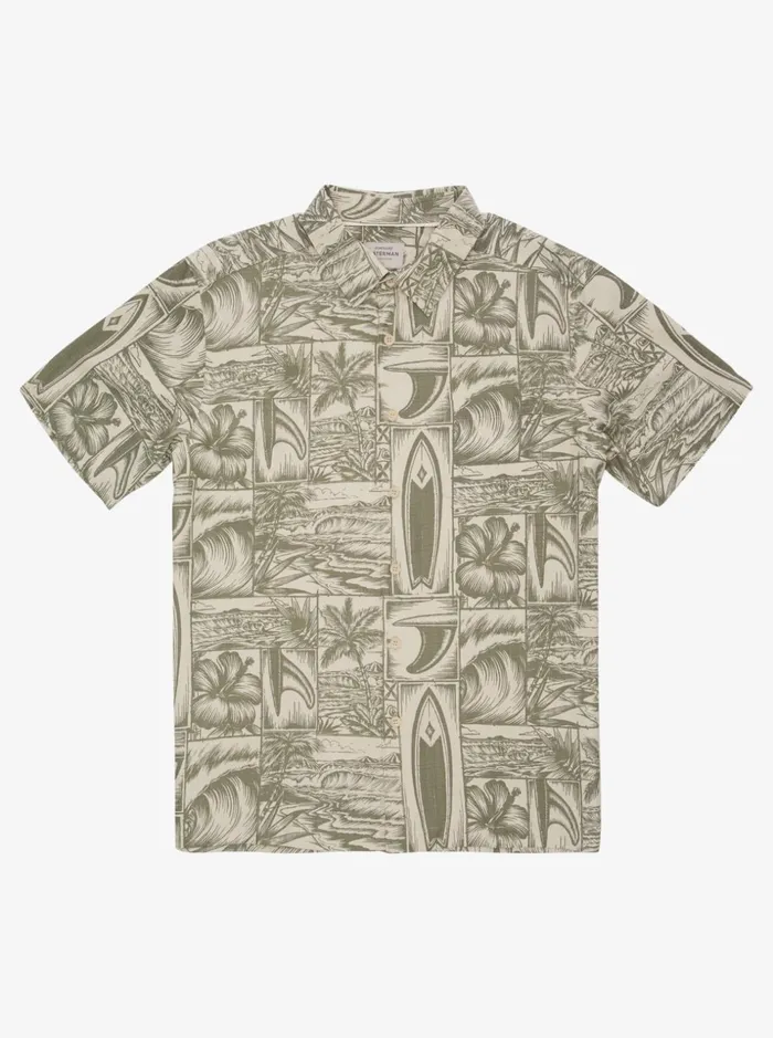 Men Quiksilver Shirts and Polos Waterman Old Timers Short Sleeve Shirt Tea Old Timers
