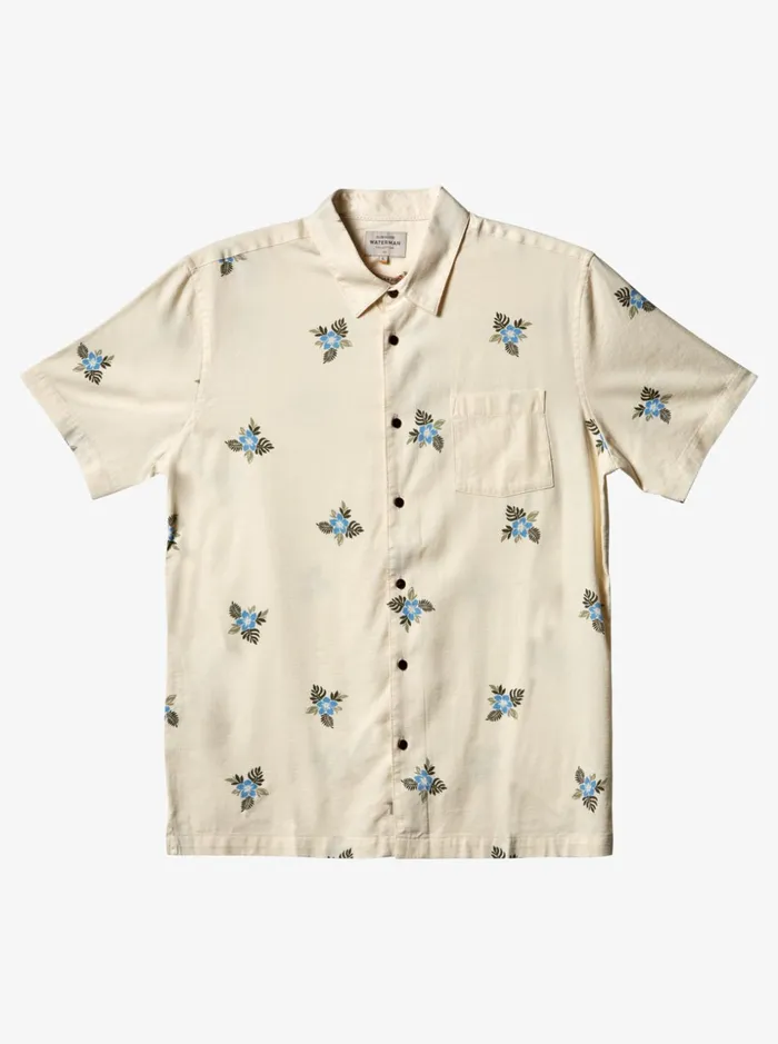 Men Quiksilver Shirts and Polos Waterman Small Pedals Short Sleeve Shirt Antique White Small Pedals