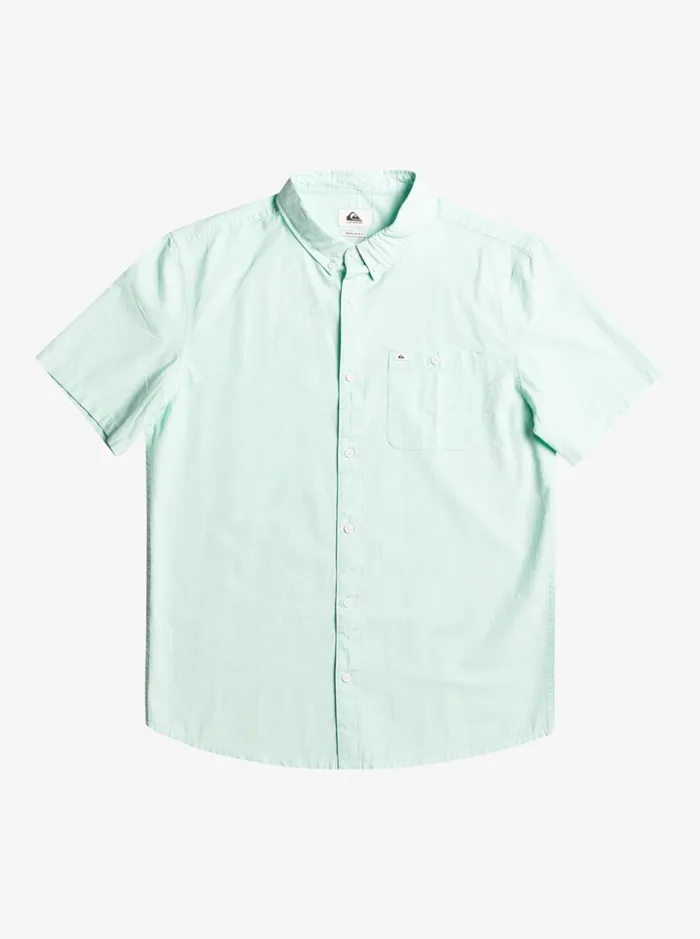 Men Quiksilver Shirts and Polos Winfall Short Sleeve Shirt Iced Aqua