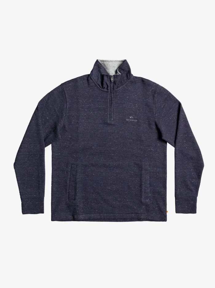 Men Quiksilver Sweatshirts and Hoodies Waterman Pointsurf Zip Mock Neck Sweatshirt Navy Blazer Heather