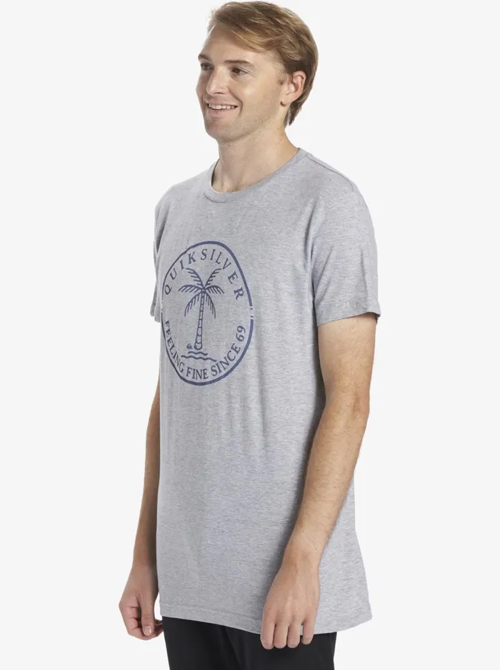 Men Quiksilver Tees Circle Palm TShirt Heather Grey Men Quiksilver Tees Circle Palm TShirt Heather Grey