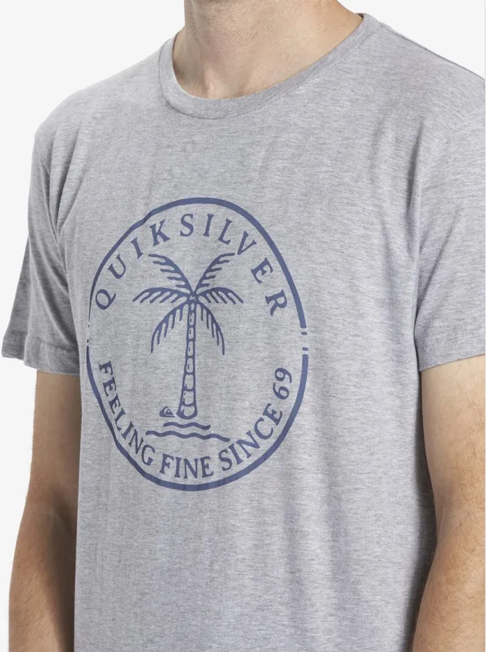 Men Quiksilver Tees Circle Palm TShirt Heather Grey Men Quiksilver Tees Circle Palm TShirt Heather Grey